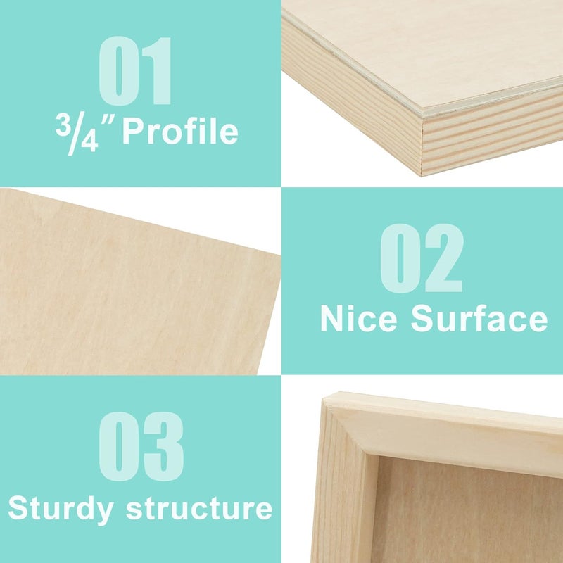 Phoenix Unfinished Wood Panel - Wood Canvas for Painting - 6x6 Inch / 8 Pack Birchwood 3/4" Deep Square Cradled Wooden Board for Crafts, Burning & Pouring Art - Image 5